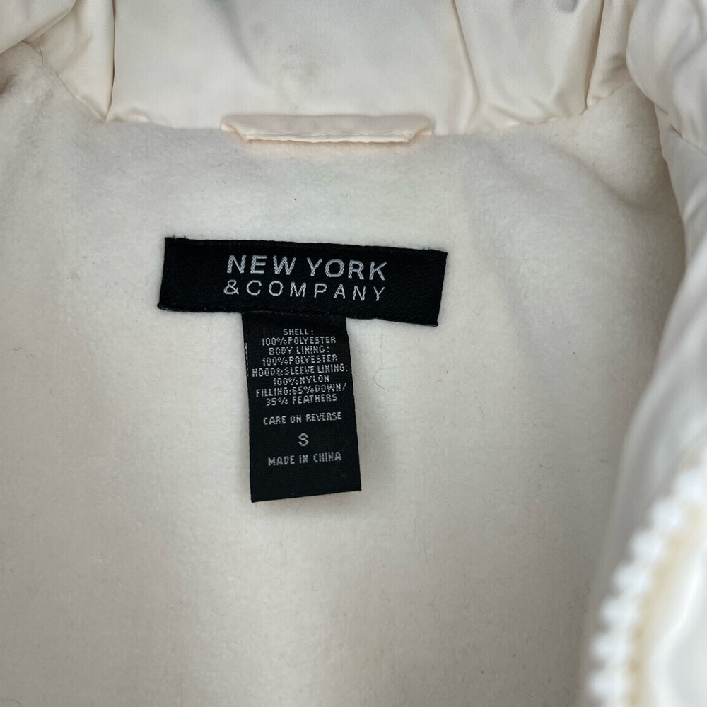 New York & Company Down Feather Filled Puffer Jacket Off White Womens Small. - Picture 6 of 10